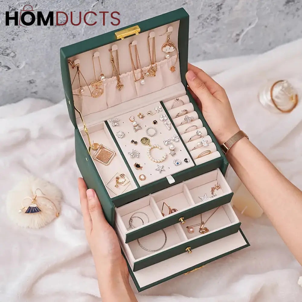 3 Layer Leather Jewellery Organizer