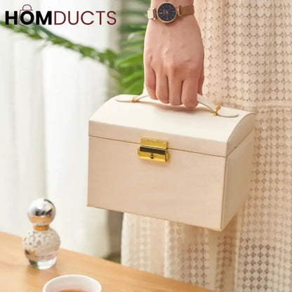 3 Layer Leather Jewellery Organizer