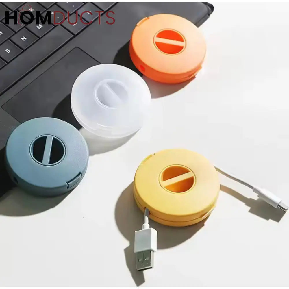 3-Pack Rotatable Data Cable Organizer Box - Desktop & Portable Wire Storage
