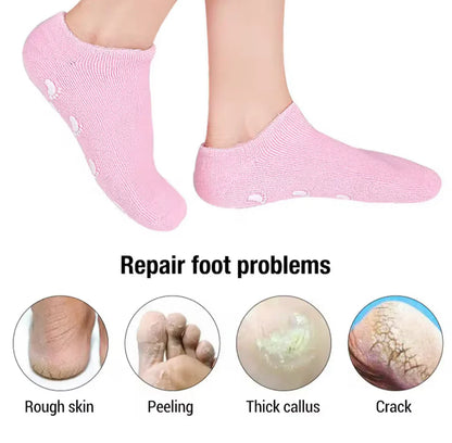 Foot Spa Gel Moisturizing Socks – Anti-Crack Silicone Foot Protector & Reusable Pedicure Care Sock