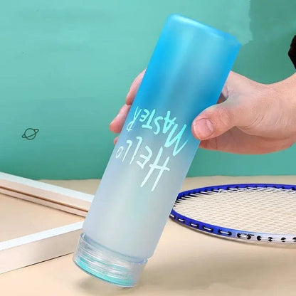 Hello Master Gradient Glass Water Bottle – 480ml Frosted Portable Stylish Sports & Travel Bottle