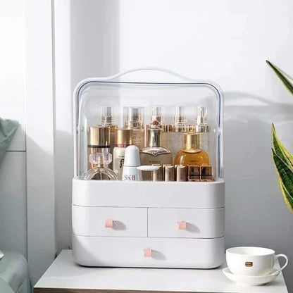 3-Drawer Portable Cosmetic Box – Acrylic Makeup Organizer & Vanity Storage
