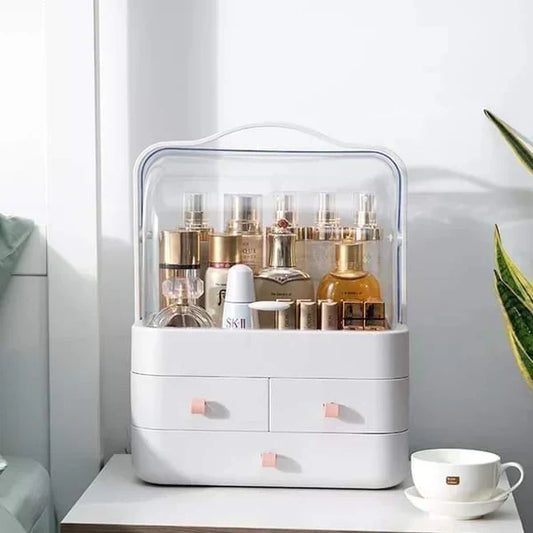 3-Drawer Portable Cosmetic Box – Acrylic Makeup Organizer & Vanity Storage