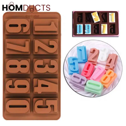 3D Silicone Number Chocolate Mold - Cake & Dessert Tool