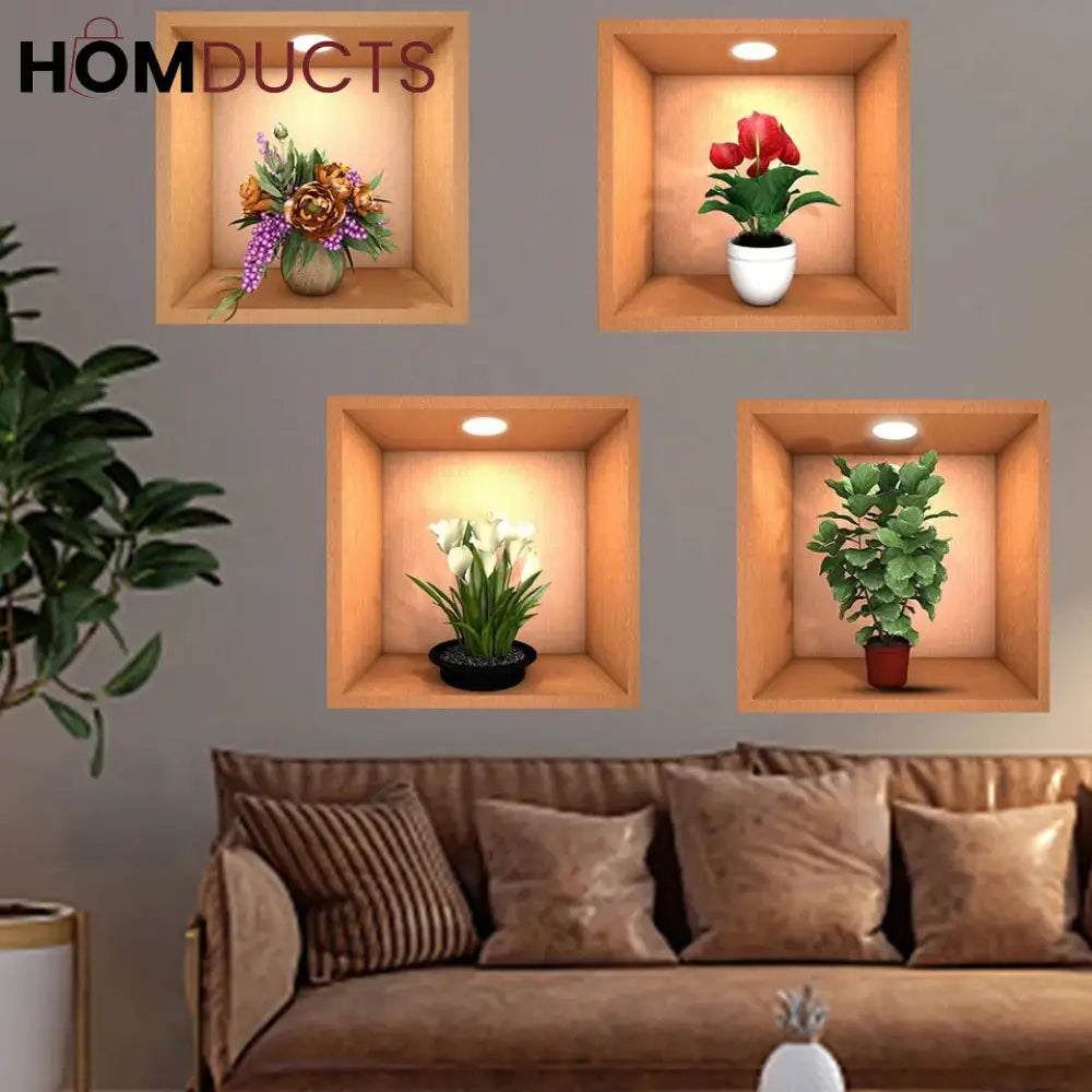 3D Wall Stickers (Pack Of 4)