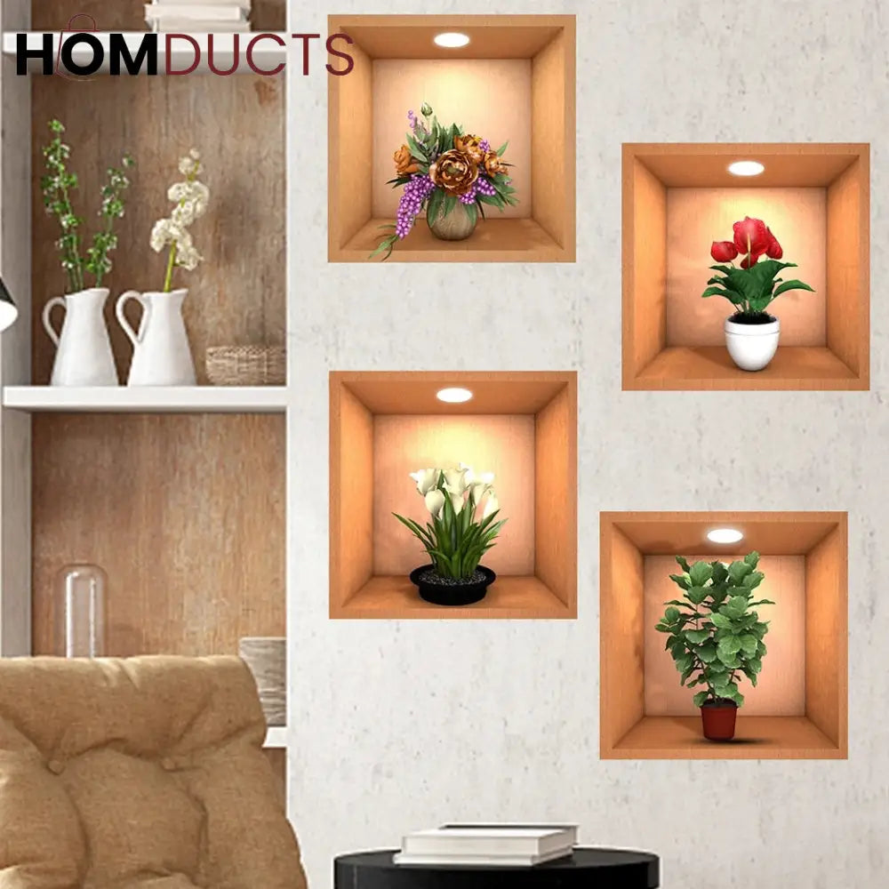 3D Wall Stickers (Pack Of 4)