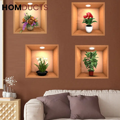 3D Wall Stickers (Pack Of 4)