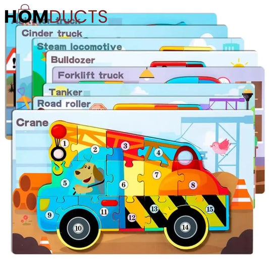 3d Wooden vehicle theme puzzle