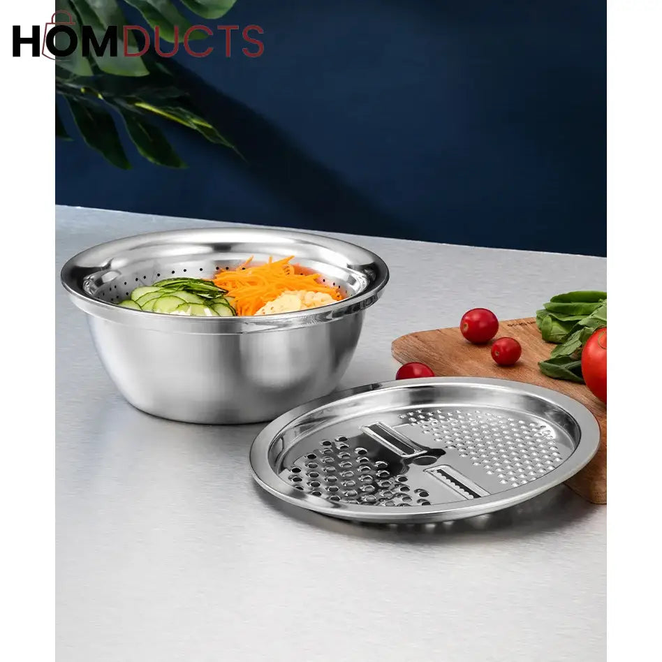 3in1 Stainless Steel Colander With Grater