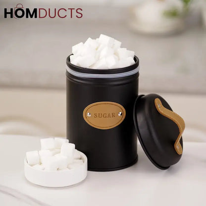 3Pcs Kitchen Counter Top Metal Jar Set