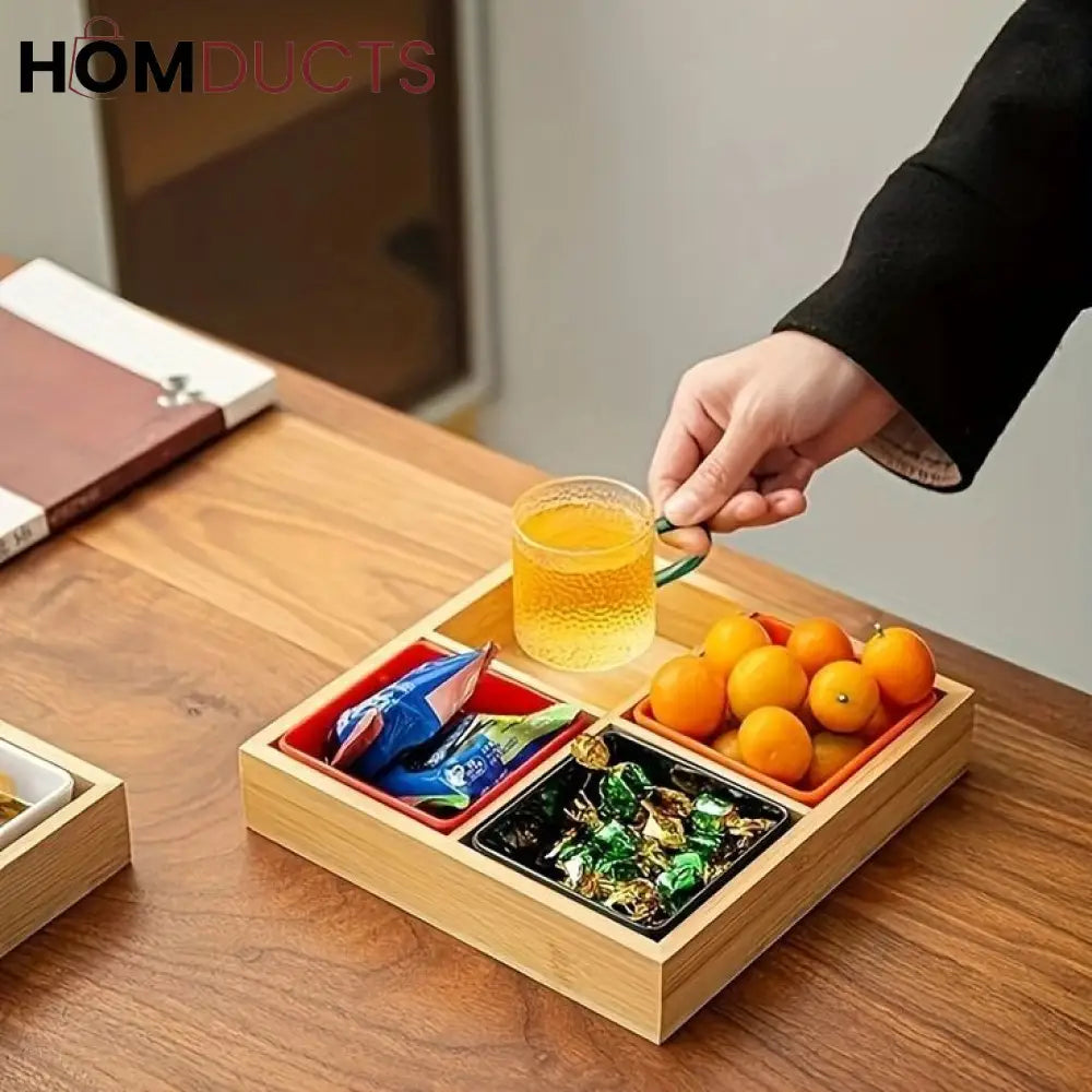 4 Portion Wooden Tray