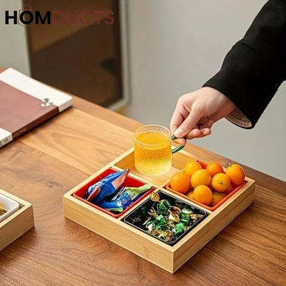 4 Portion Wooden Tray