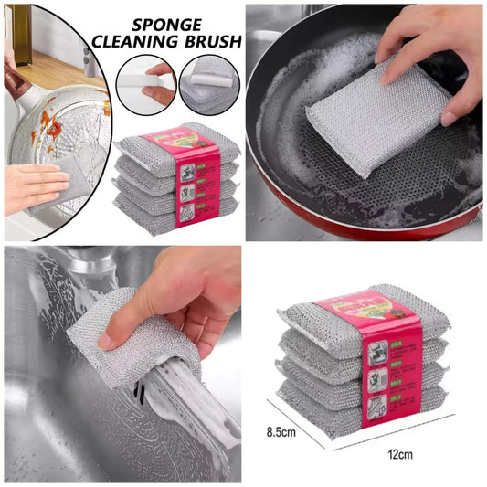 4Pcs Heavy Duty Dishwashing Sponges – Multi-Purpose Kitchen Cleaning Pads