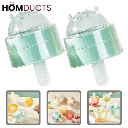 4pcs Round Ice Pop Molds – Reusable Sphere Popsicle Maker with Lids & Sticks for Homemade Frozen Treats