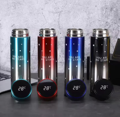 500ml Star Print Thermos Water Bottle – Smart LED Temperature Display, Vacuum Insulated Stainless Steel Flask in Pakistan