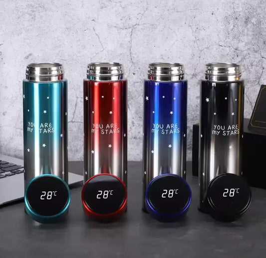 500ml Star Print Thermos Water Bottle – Smart LED Temperature Display, Vacuum Insulated Stainless Steel Flask in Pakistan