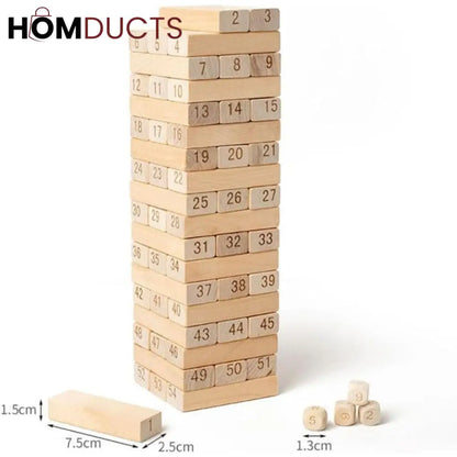 54Pcs Colorful Wooden Wood Layer Stack Tambling
