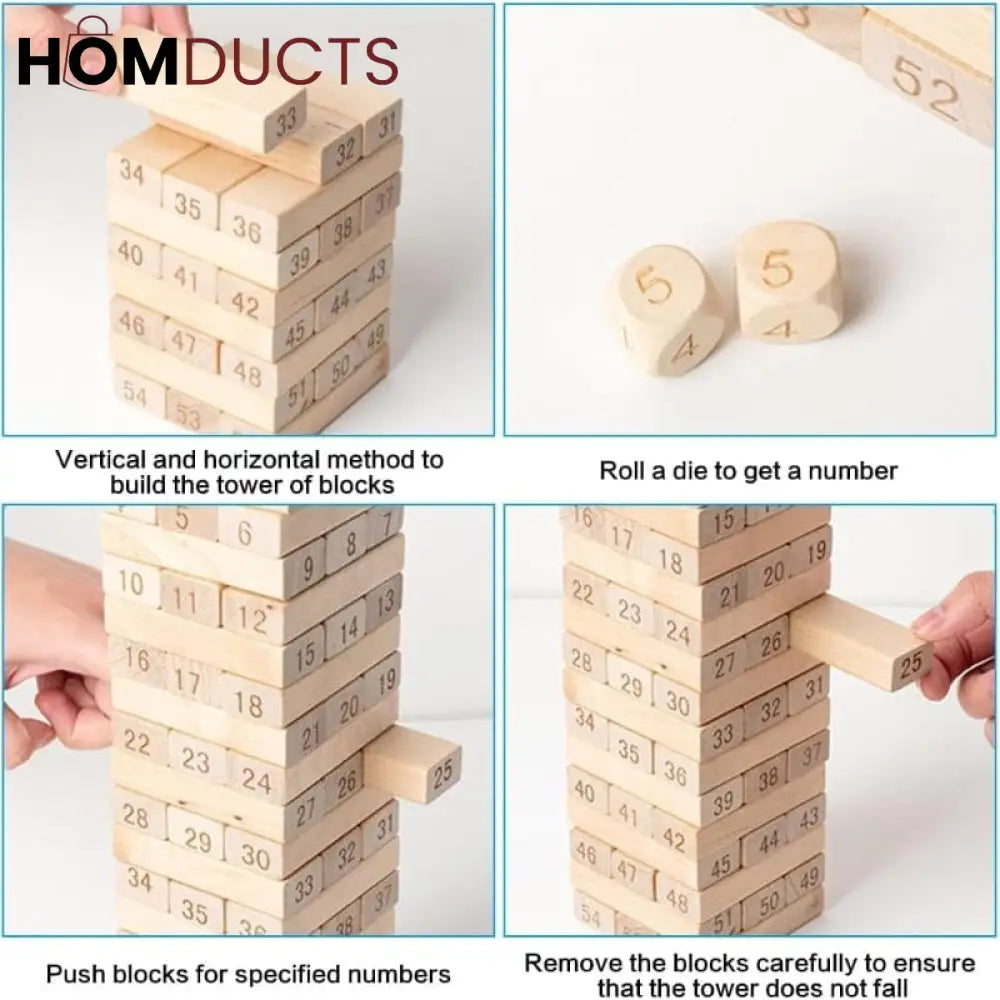 54Pcs Colorful Wooden Wood Layer Stack Tambling