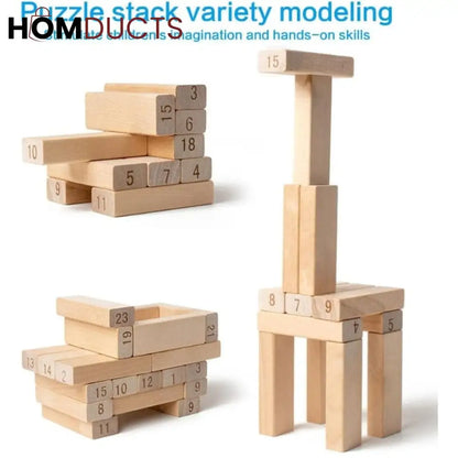 54Pcs Colorful Wooden Wood Layer Stack Tambling