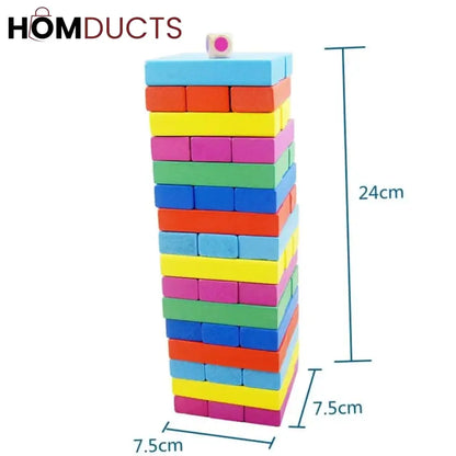 54Pcs Colorful Wooden Wood Layer Stack Tumbling