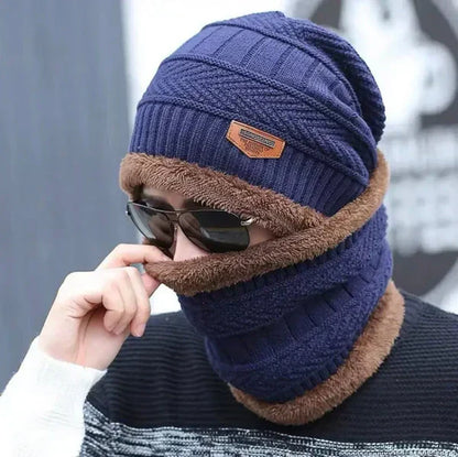 Winter Beanie Cap with Matching Muffler – Unisex Warm Knitted Set