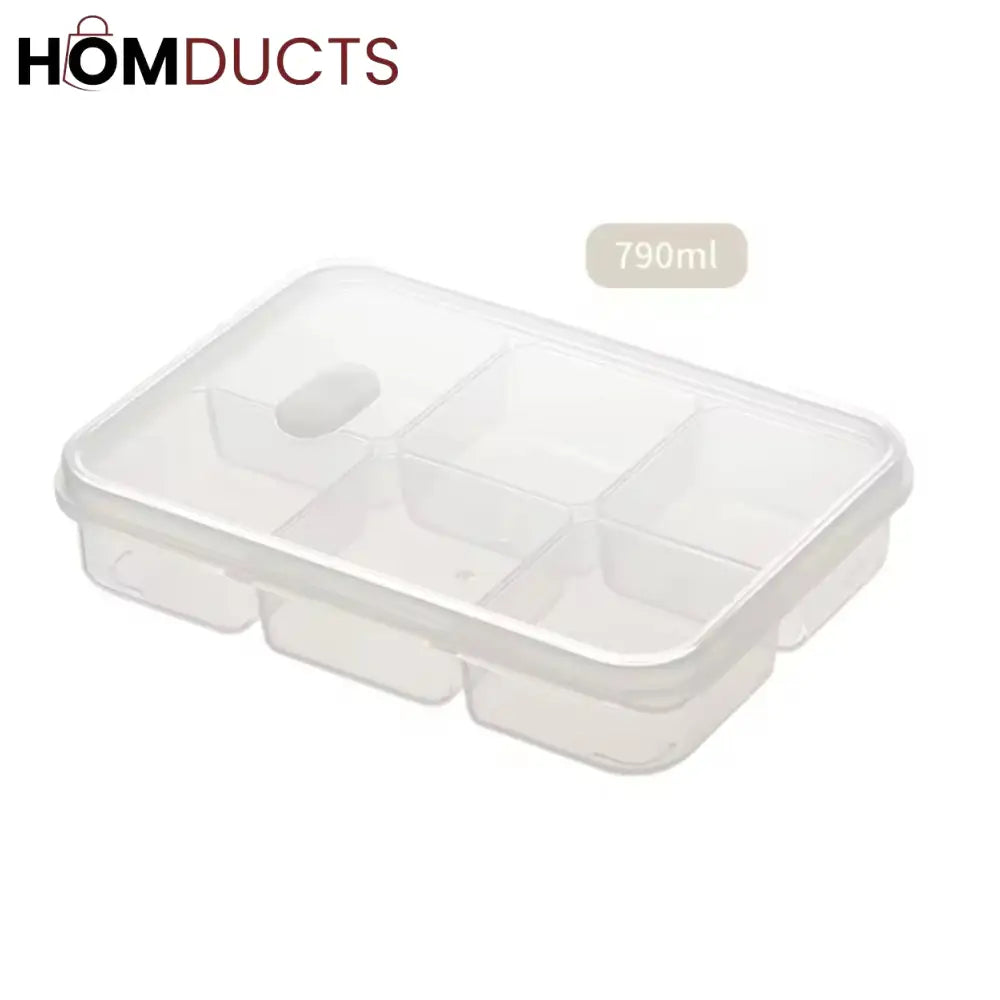6-Grid Fridge & Freezer Food Storage Box with Lid - Reusable Plastic Container
