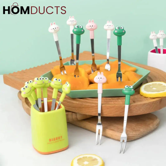 6 in 1 Cartoon Style Stainless Steel Fruit Fork