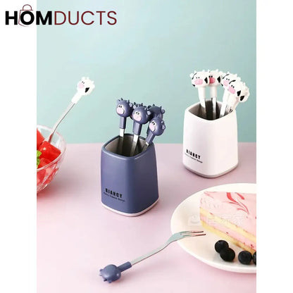 6 in 1 Cartoon Style Stainless Steel Fruit Fork