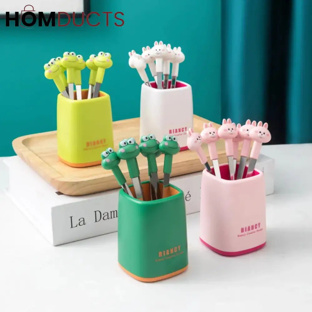 6 in 1 Cartoon Style Stainless Steel Fruit Fork