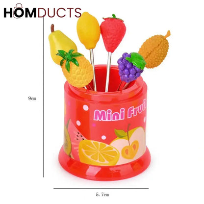 6 Pcs Fruit Pattern Fruit Fork