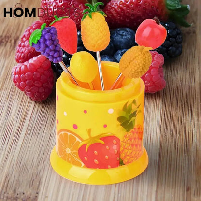 6 Pcs Fruit Pattern Fruit Fork