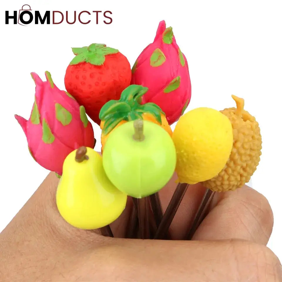 6 Pcs Fruit Pattern Fruit Fork