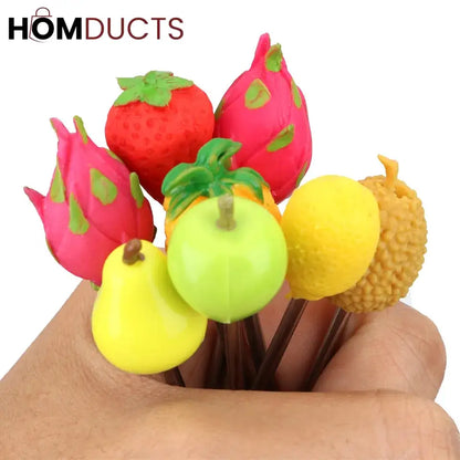 6 Pcs Fruit Pattern Fruit Fork