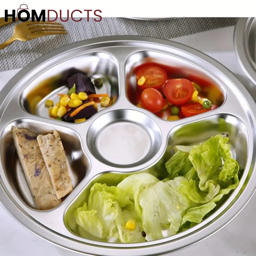 6 Portion Stainless Snack Plate
