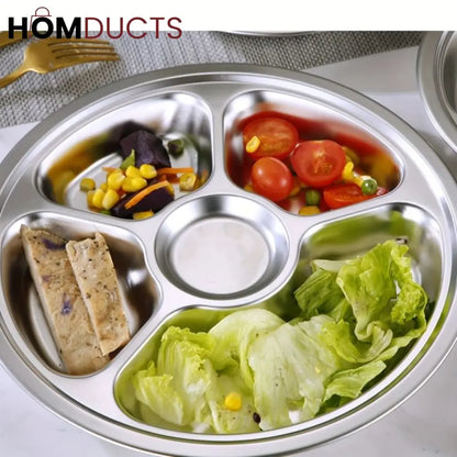 6 Portion Stainless Snack Plate