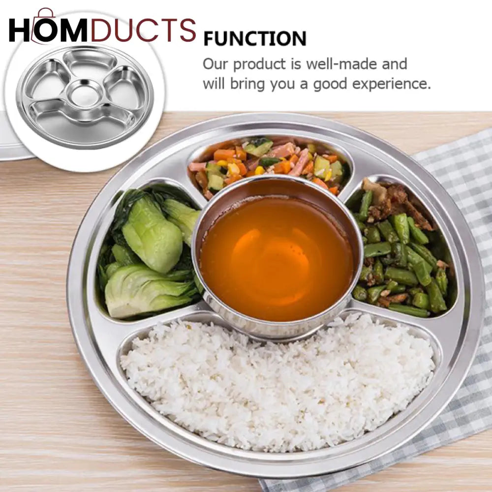 6 Portion Stainless Snack Plate