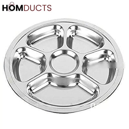 6 Portion Stainless Snack Plate