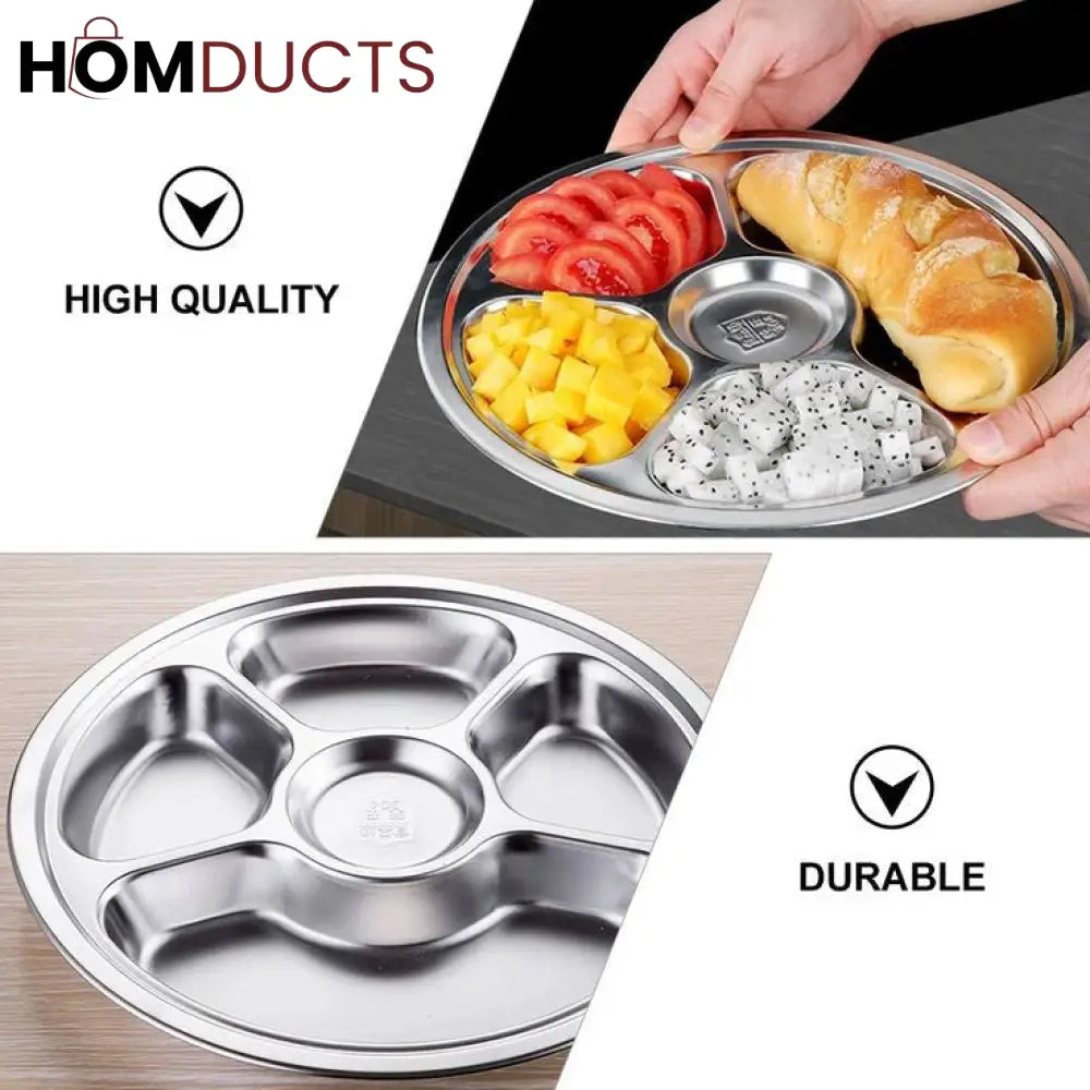 6 Portion Stainless Snack Plate