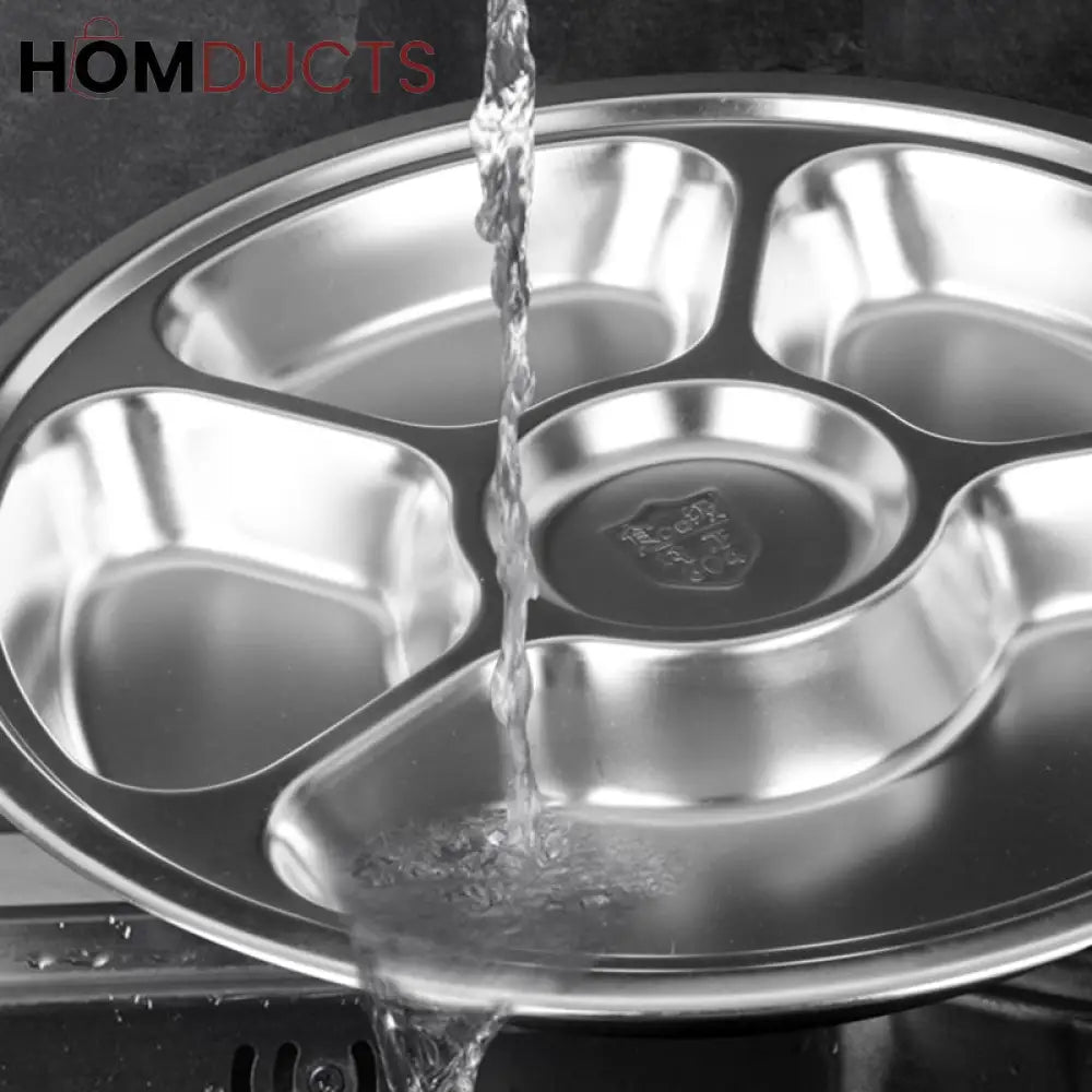6 Portion Stainless Snack Plate