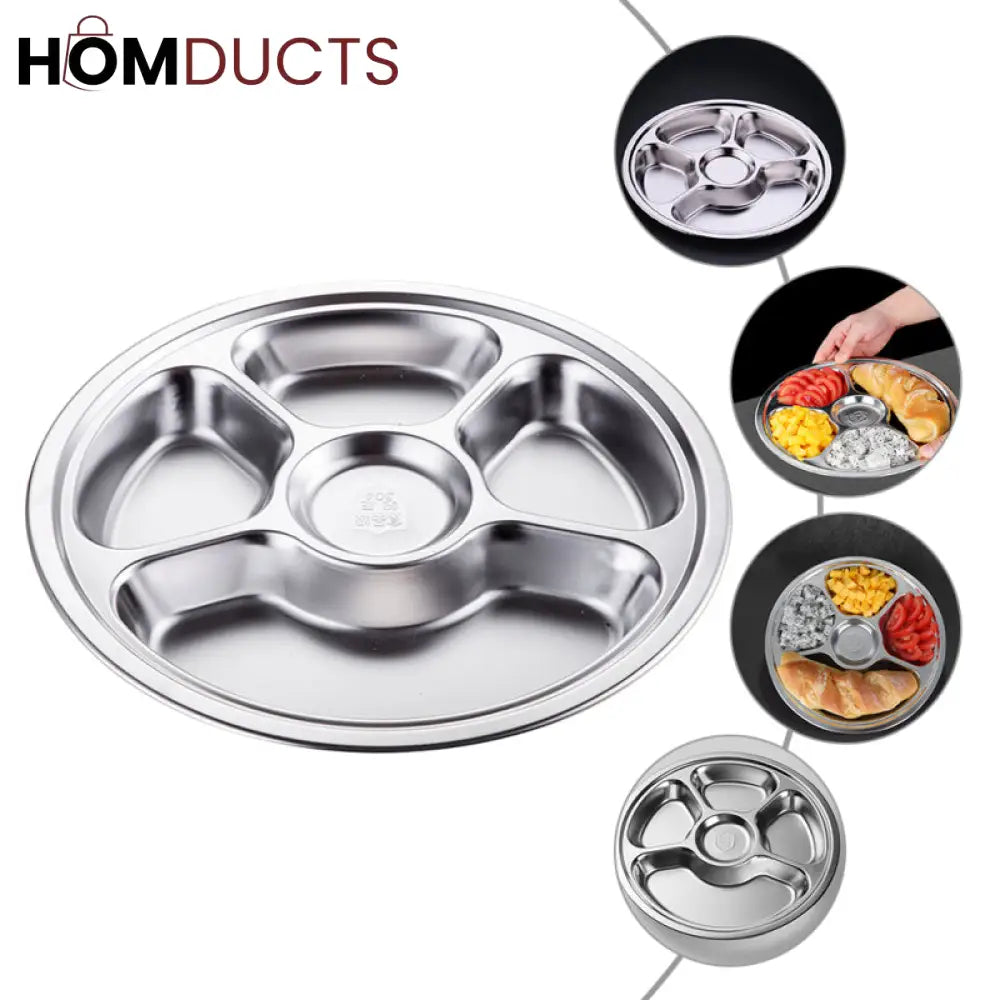 6 Portion Stainless Snack Plate