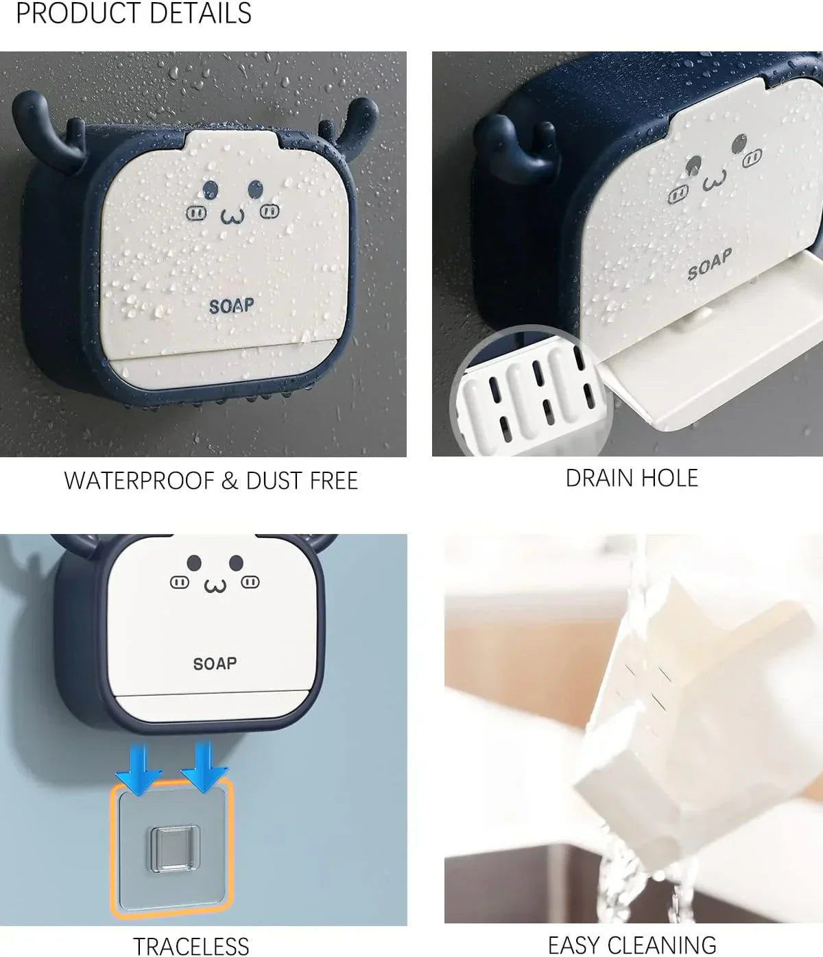 Cute Cat Shaped Sticking Soap Holder – Wall Mounted Bathroom Organizer