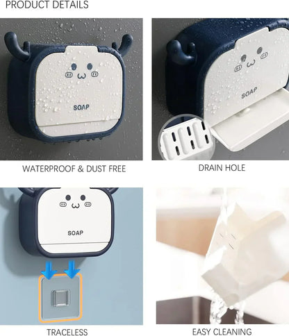 Cute Cat Shaped Sticking Soap Holder – Wall Mounted Bathroom Organizer