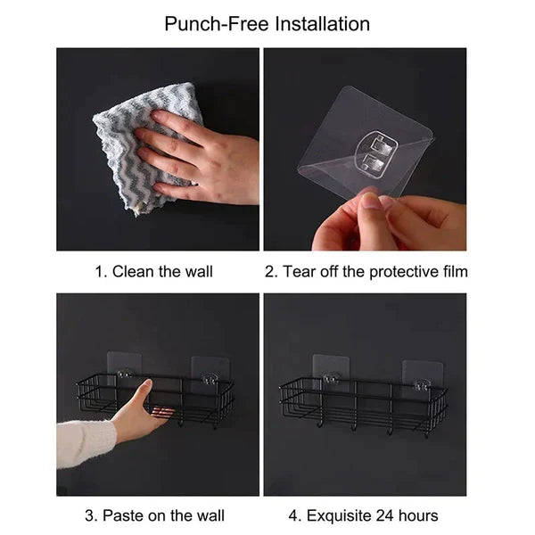 Rectangle Metal Organizer Stand with Hooks – Wall Mounted Storage Rack