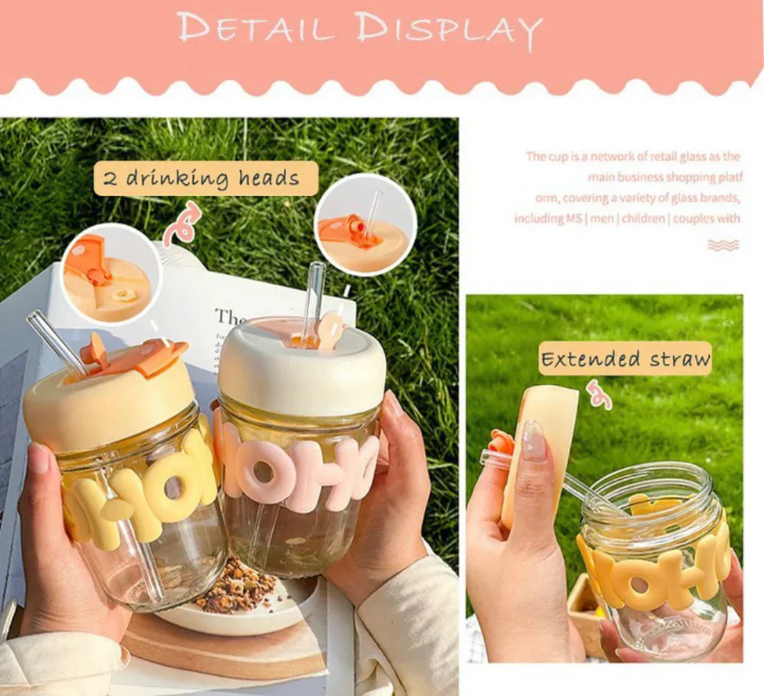 350ml Coffee Glass Mug with Elegant Pearl Handle – Heat Resistant