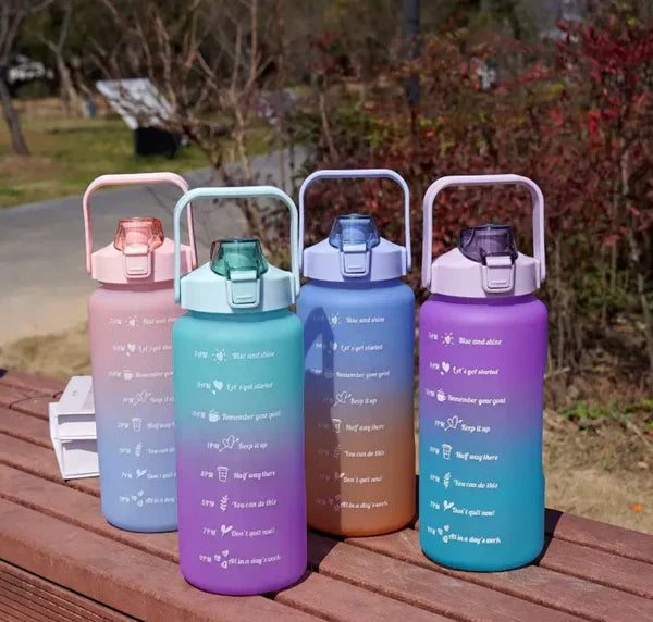 Premium Gradient Colour Water Bottle Set of 3, Large Capacity Motivational Hydration Bottles for Gym, Office and Kids