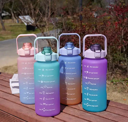 Premium Gradient Colour Water Bottle Set of 3, Large Capacity Motivational Hydration Bottles for Gym, Office and Kids