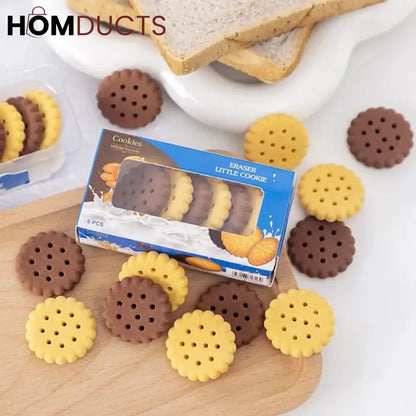 6pcs Biscuit Erasers Set