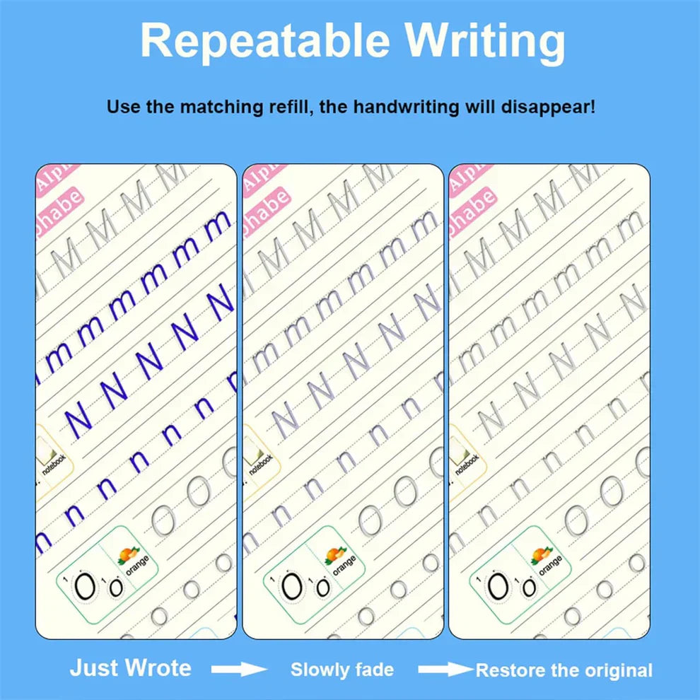 4pcs Sank Magic Practice Copybook Set – Reusable Handwriting Books with 10 Refills for Kids