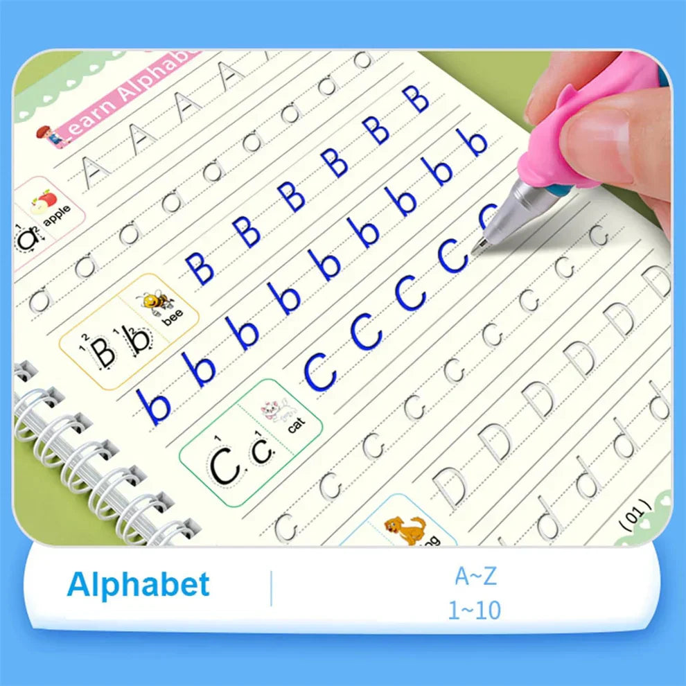 4pcs Sank Magic Practice Copybook Set – Reusable Handwriting Books with 10 Refills for Kids