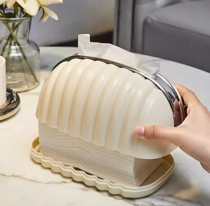 Luxury Creative Shell Tissue Box – Bread Style Decorative Napkin Holder for Tea Table & Living Room Décor